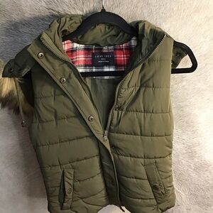 Love Tree Olive Green Quilted Hooded Vest